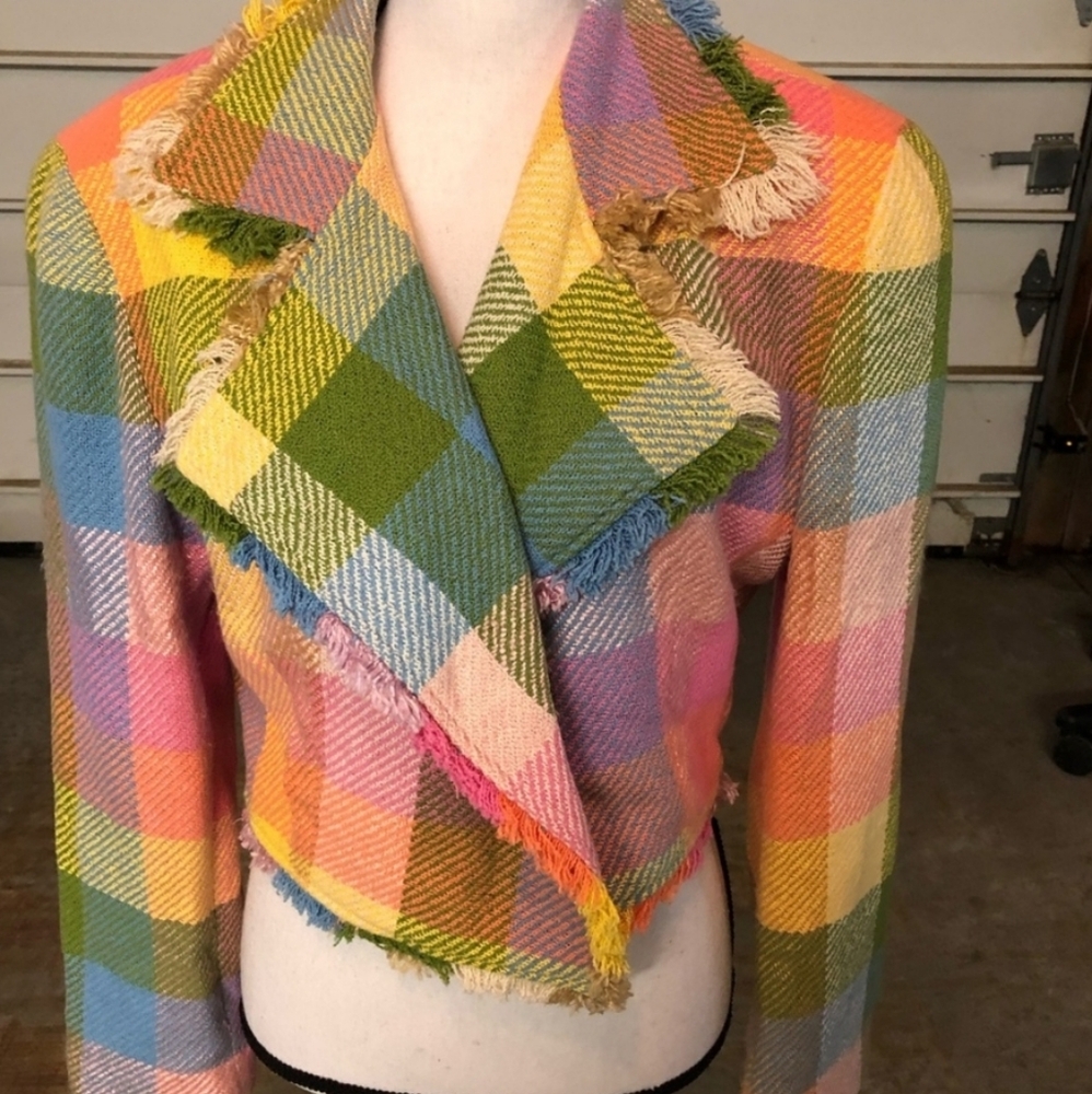 VTG Emanuel Ungaro Pastel/Neon Check Blazer/Jacket in Excellent, Dry Cleaned